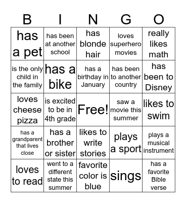 Find Someone Who Bingo Card