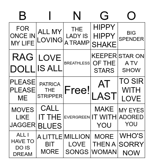 HITS 48 Bingo Card