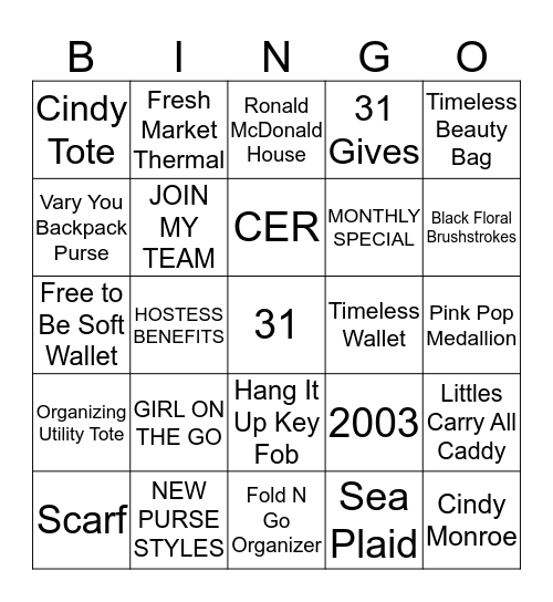 31 BINGO! Bingo Card