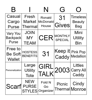 31 BINGO! Bingo Card