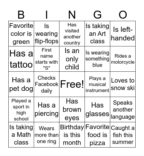 FIND SOMEONE WHO.......BINGO Card