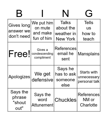 Call Bingo Card