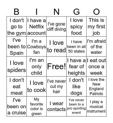 Ice Breaker Bingo 2 Bingo Card