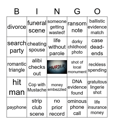 Wine Crime Bingo Card