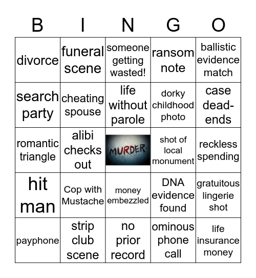 Wine Crime Bingo Card