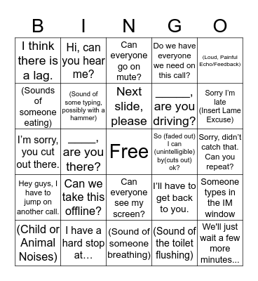 Conference Call Bingo Card