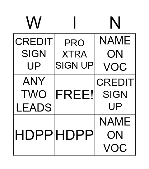 Associate Involvment Bingo Card