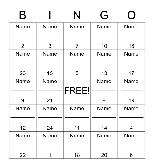 CLub Bingo - Bachelors Card Bingo Card