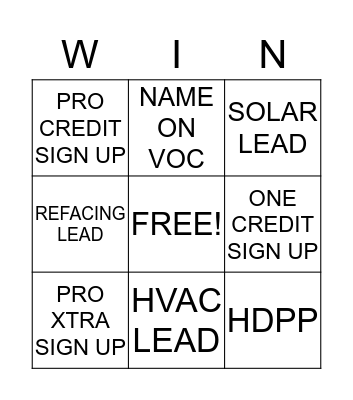 Associate Involvement Bingo Card