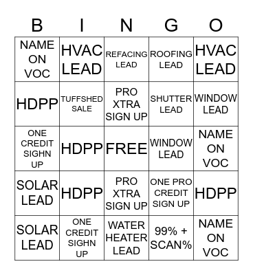 Associate Involvement  Bingo Card