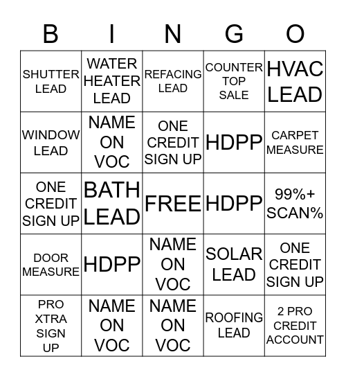 Associate Involvement  Bingo Card