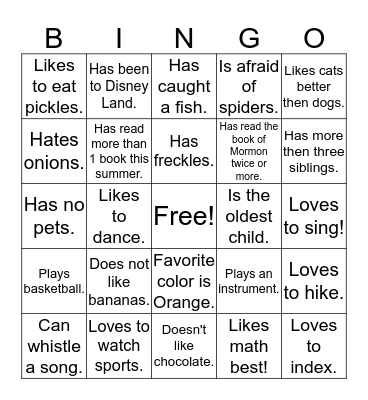 Mia Maids Bingo Card