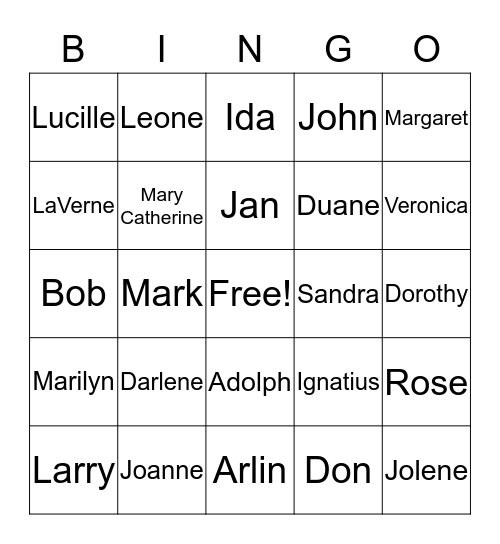 Schroeder Bingo Card