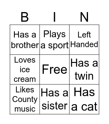 Welcome Back Bingo Card