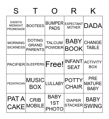 Baby Shower Bingo Card