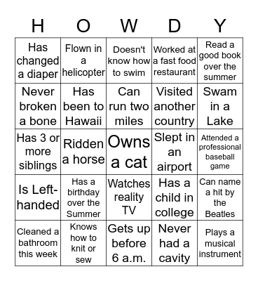 Find Someone Who... Bingo Card