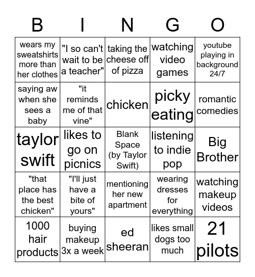 Ashtyn Bingo Card