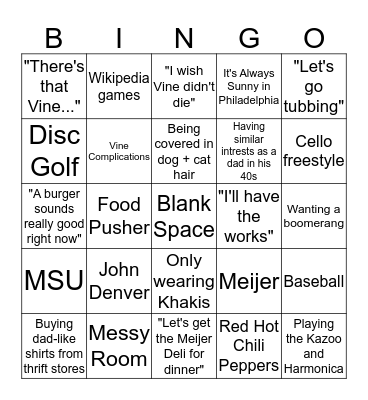 David Creswell Bingo Card