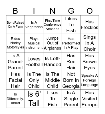 Georgia Rehabilitation Association Bingo Card