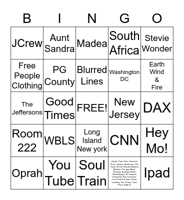 The Warren Family Reunion Bingo Card