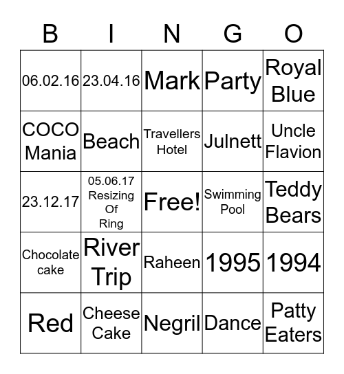 Get to know us    {The Hassans} Bingo Card