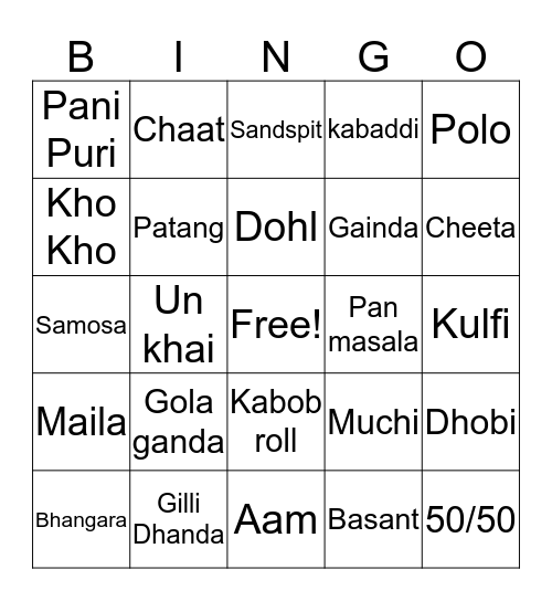 Pakistan Zindabad Bingo Card