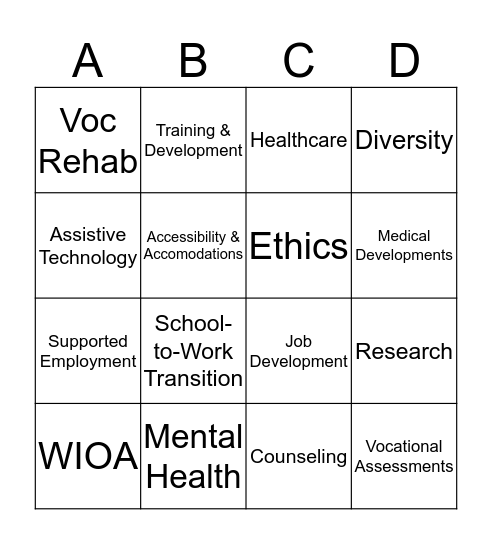 GRA Community of Professionals Bingo Card