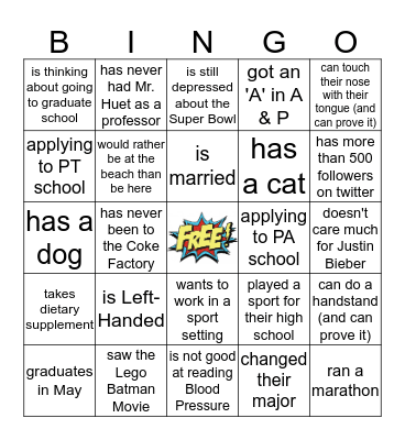 ES 4650 Bingo Card