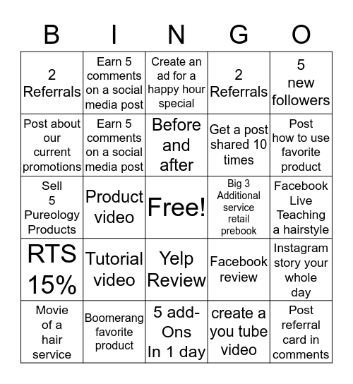 Social Media Bingo Card