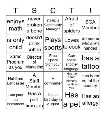 STEVENS Bingo Card