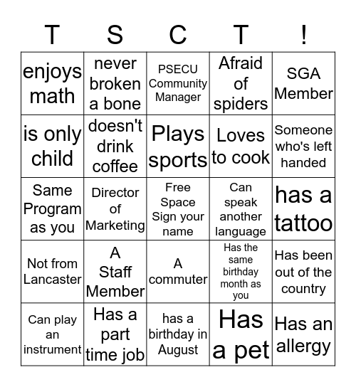 STEVENS Bingo Card