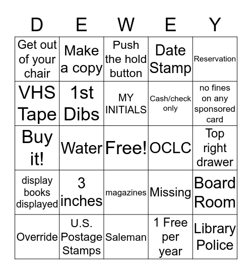 Circ Staff Bingo Card
