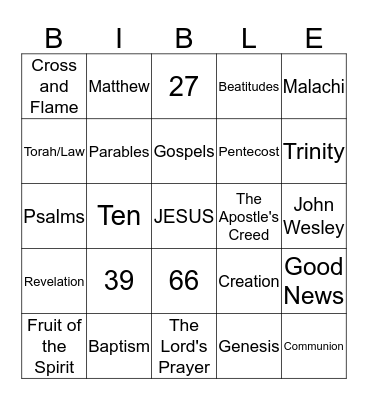 BIBLE BINGO Card