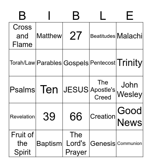 BIBLE BINGO Card