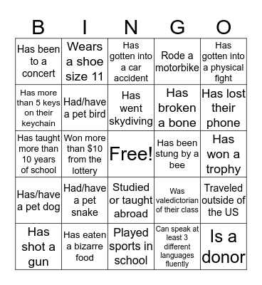 Find someone who: Bingo Card