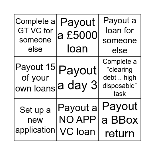 Loan Bingo Card