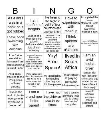 Boot Camp Bingo - FRIDAY Bingo Card