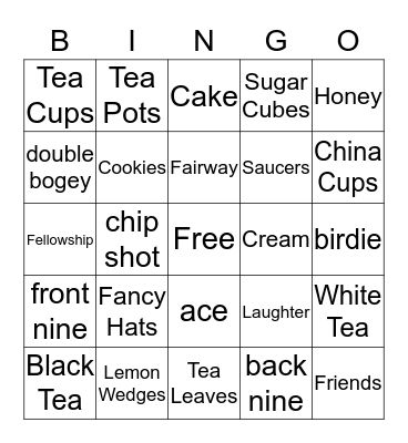 Ladies Tea Party and Fellowship Bingo Card