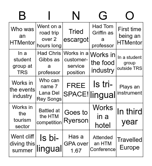 Ice-Breaker Bingo! Bingo Card