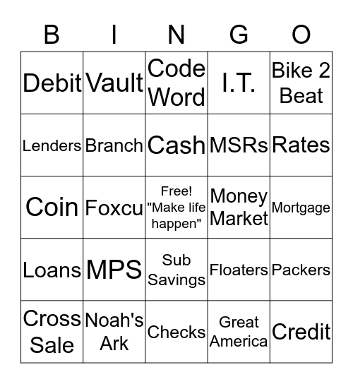 FOXCU De Pere Bingo Card