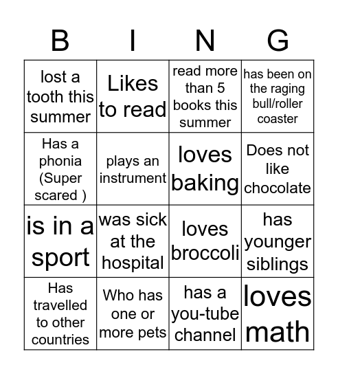 together Bingo Card