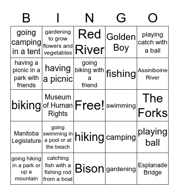 What do you like to do for fun? Bingo Card
