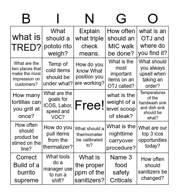 MTM BINGO Card