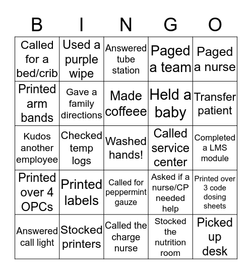 MR Bingo Card
