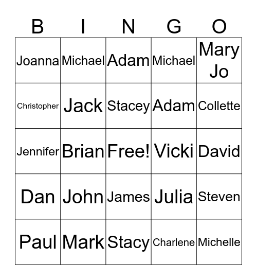 WALTZ FAMILY BINGO Card