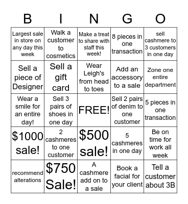 Leigh's Cashmere Month Bingo  Bingo Card
