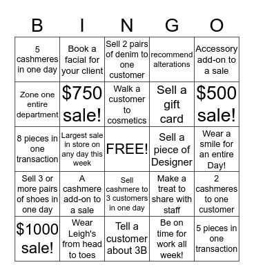 Leigh's Bingo - August 20 - 23 Bingo Card