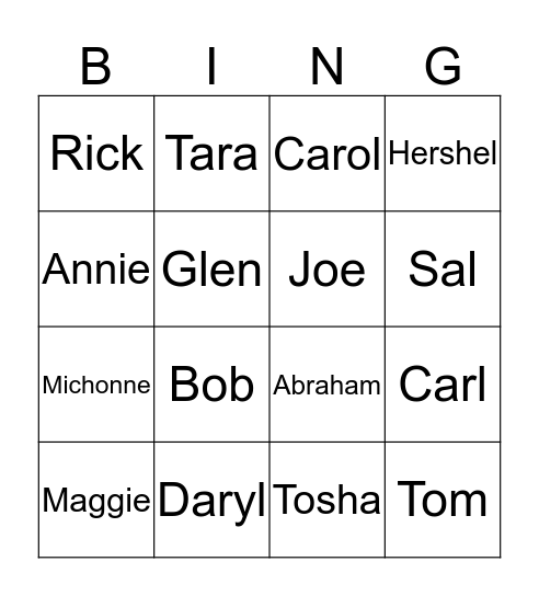 Annie's Card Bingo Card