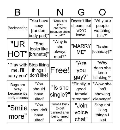 Armory Bingo Card