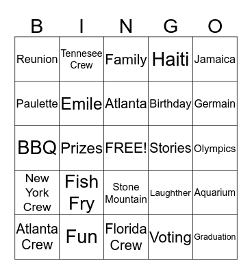 Germain Bingo Card